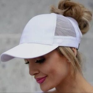 White Messy Bun Baseball Cap